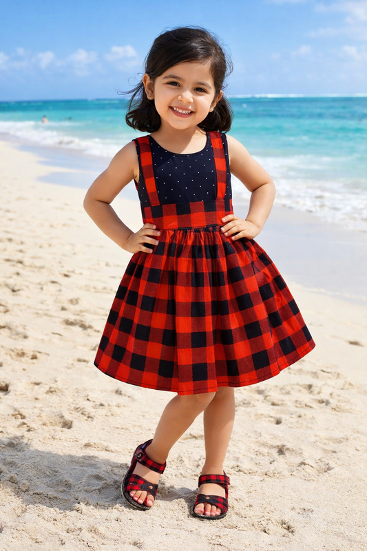 Girls Checkered Cotton Summer Casual Dress - Wish Karo - photo 1
