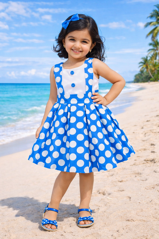 Girls Polka Dot Cotton Sleeveless Dress - Wish Karo