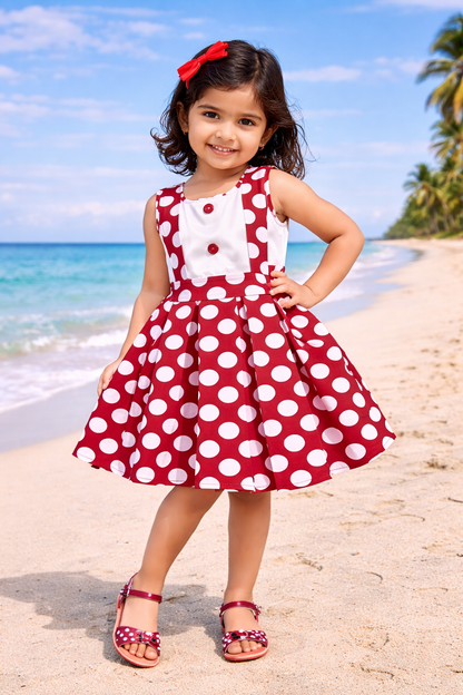 Girls Polka Dot Cotton Sleeveless Dress ctn506