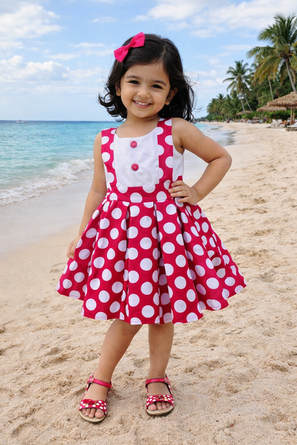 Girls Polka Dot Cotton Sleeveless Dress ctn506