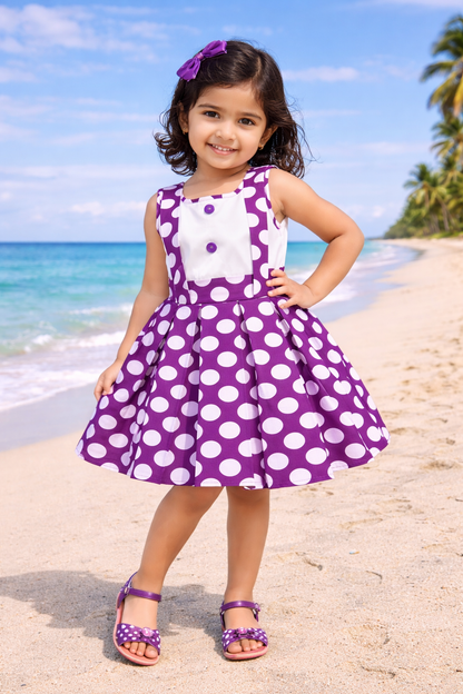 Girls Polka Dot Cotton Sleeveless Dress ctn506
