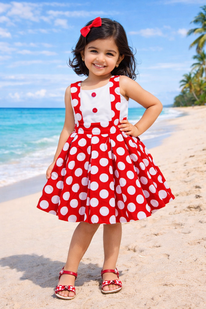Girls Polka Dot Cotton Sleeveless Dress ctn506