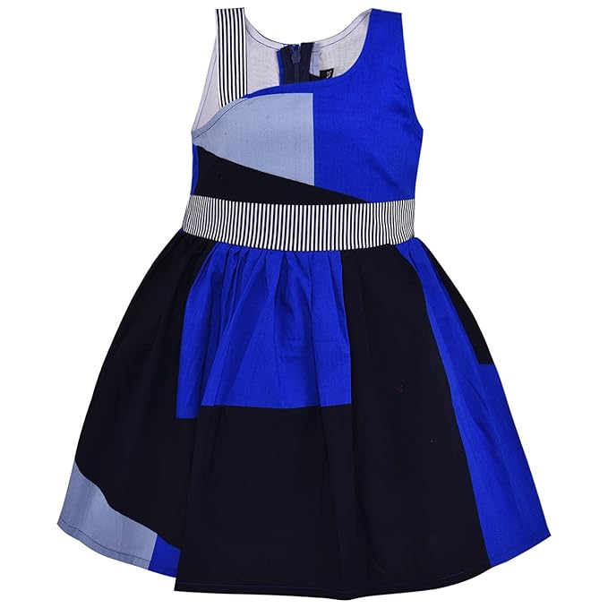 Girls Pure Cotton Colour Block Summer Dress ctn556