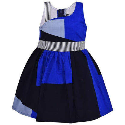 Girls Pure Cotton Colour Block Summer Dress ctn556