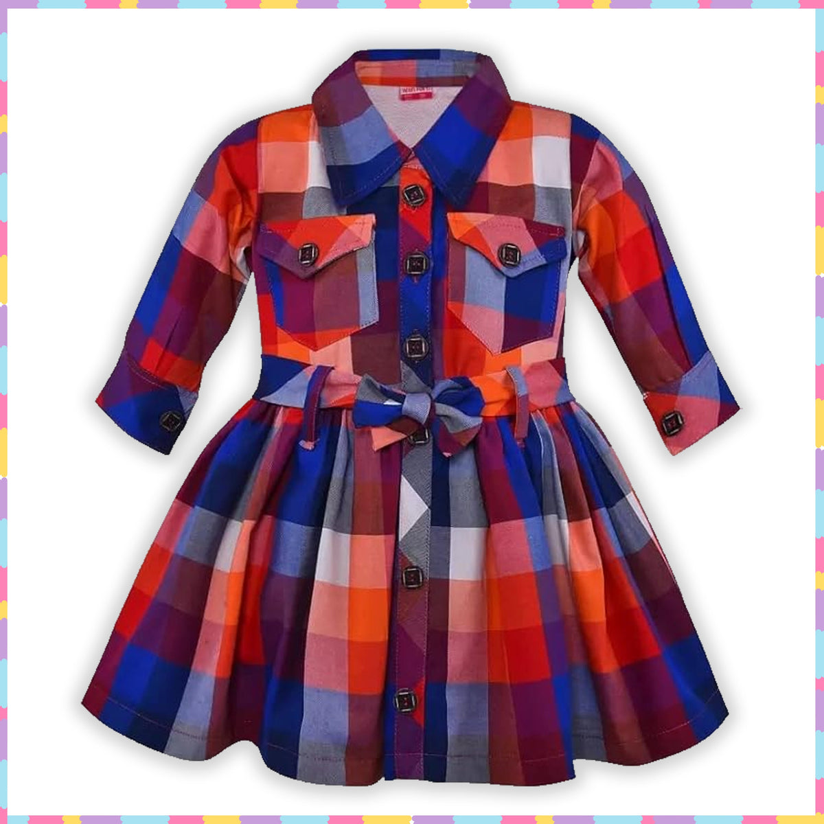 Checked Collared Casual Dress -  ctn563 - Wish Karo - photo 2