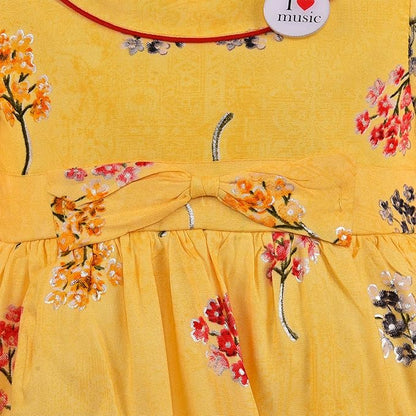 Girls Cotton Floral Printed Fit & Flare Dress with Bell Sleeves  ctn566