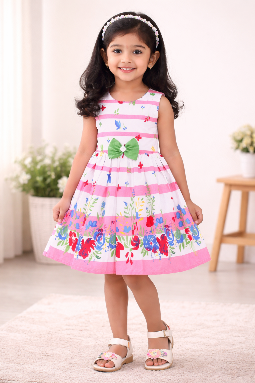 Baby Girls Midi/Knee Length Casual Dress ctn570bpnk