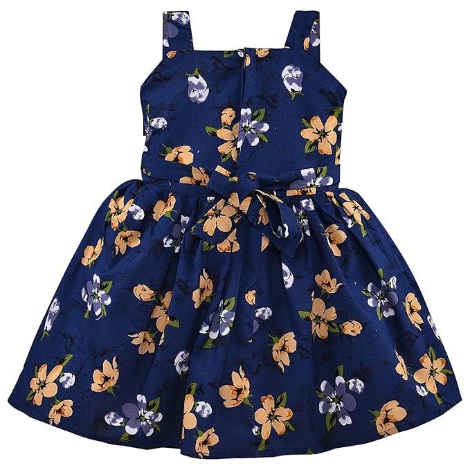 Girls Cotton Floral Printed Party Wear Dress with Bow Detail – Soft & Comfortablectn580