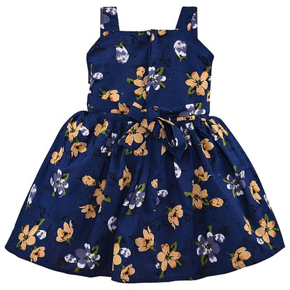 Girls Cotton Floral Printed Party Wear Dress with Bow Detail – Soft & Comfortablectn580
