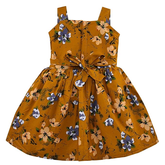 Girls Cotton Floral Printed Party Wear Dress with Bow Detail – Soft & Comfortablectn580