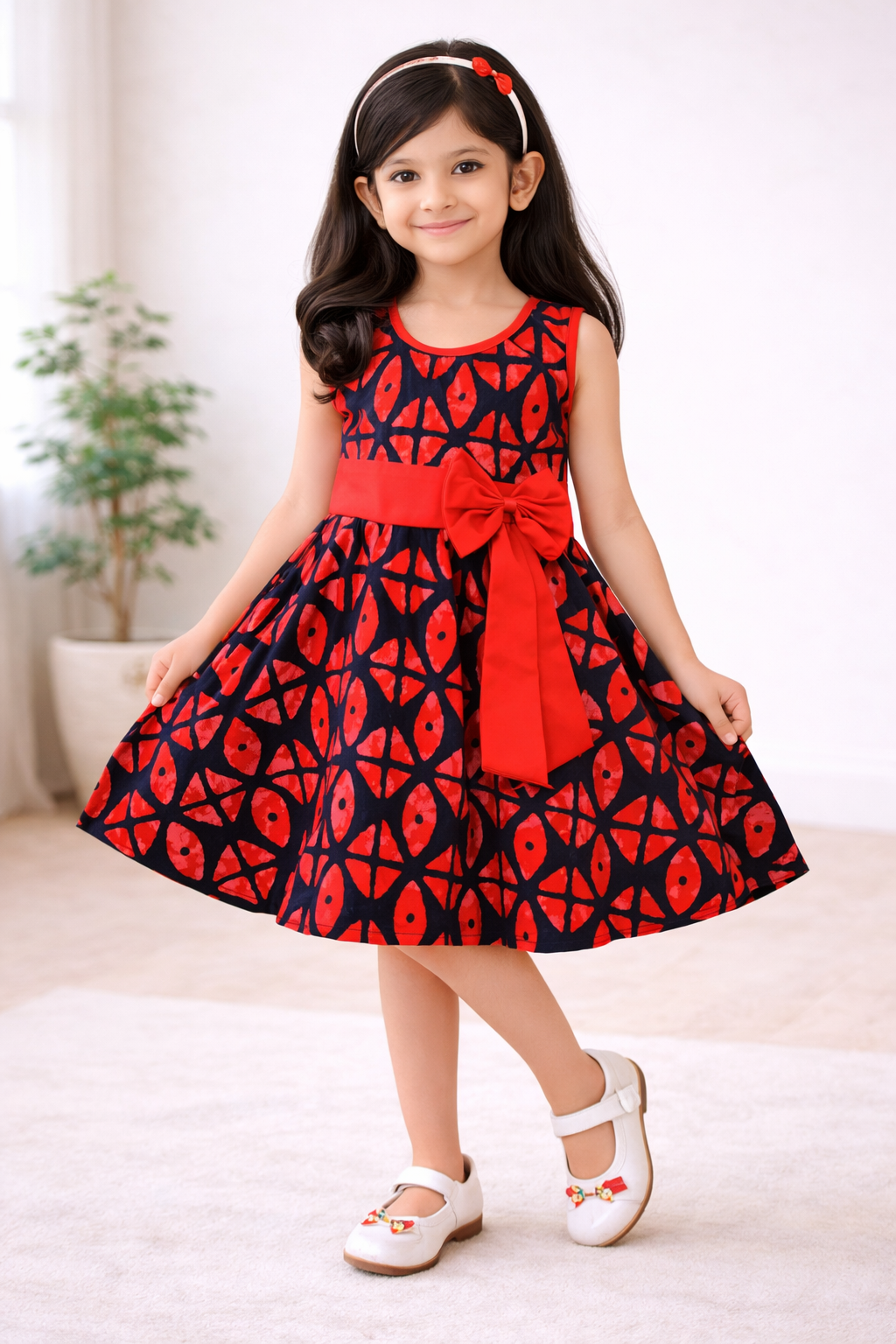 Girls Printed Cotton Summer Casual Dress ctn582
