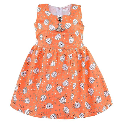 Girls Printed Cotton Sleeveless Dress ctn590