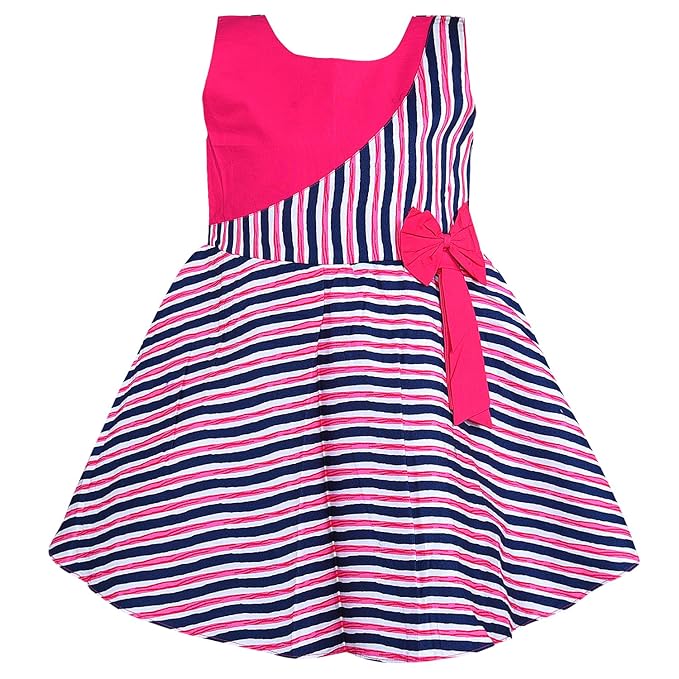 Girls Striped Cotton Sleeveless Dress with Bow Detail ctn595