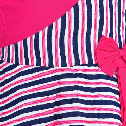 Girls Striped Cotton Sleeveless Dress with Bow Detail ctn595