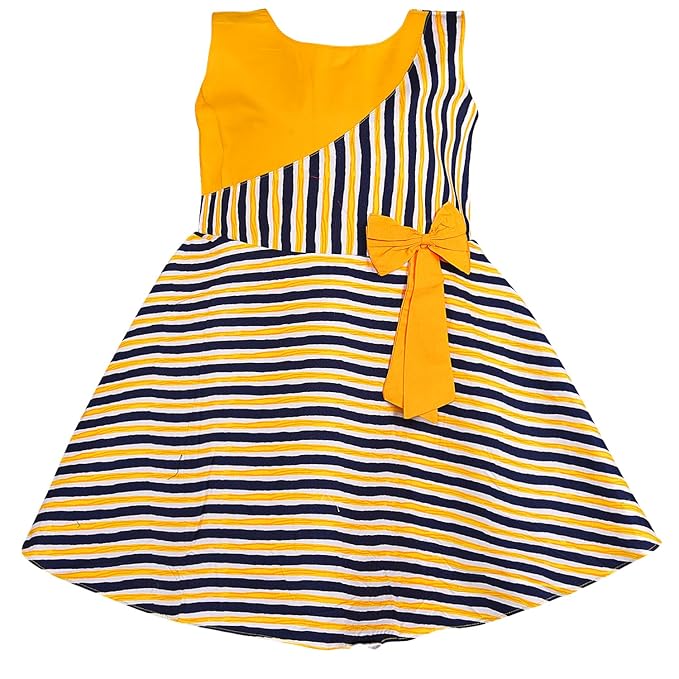Girls Striped Cotton Sleeveless Dress with Bow Detail ctn595