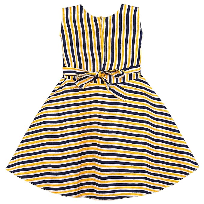 Girls Striped Cotton Sleeveless Dress with Bow Detail ctn595