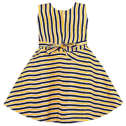 Girls Striped Cotton Sleeveless Dress with Bow Detail ctn595