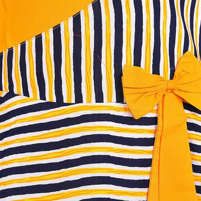 Girls Striped Cotton Sleeveless Dress with Bow Detail ctn595