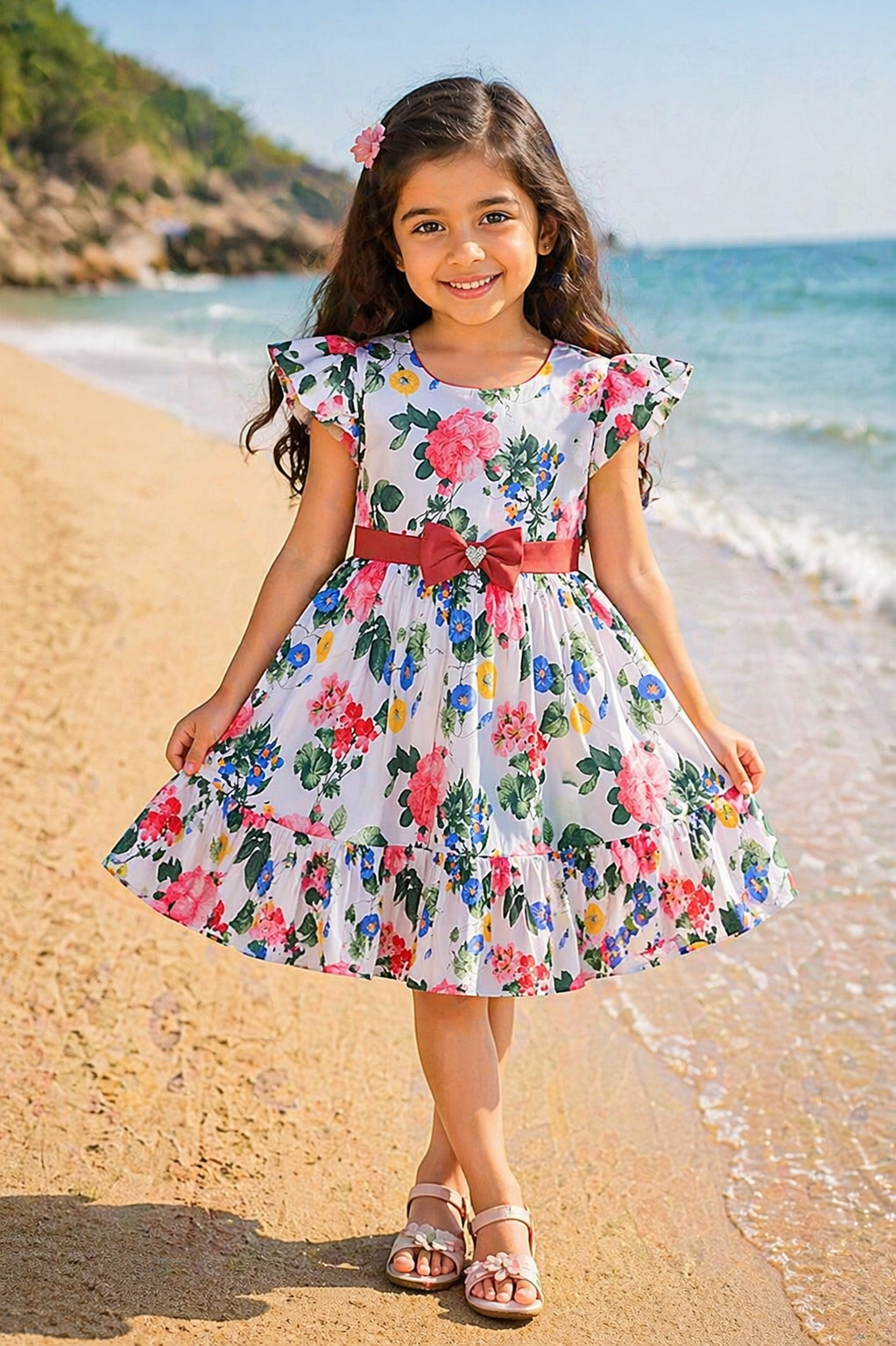 Girls Midi/Knee Length Casual Dress