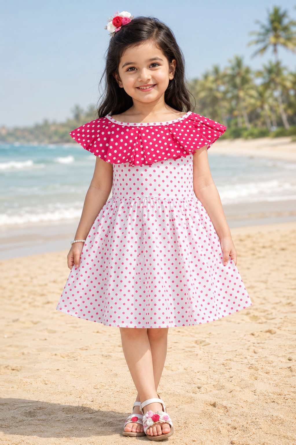 Girls Midi/Knee Length Casual Dress ctn610pnk
