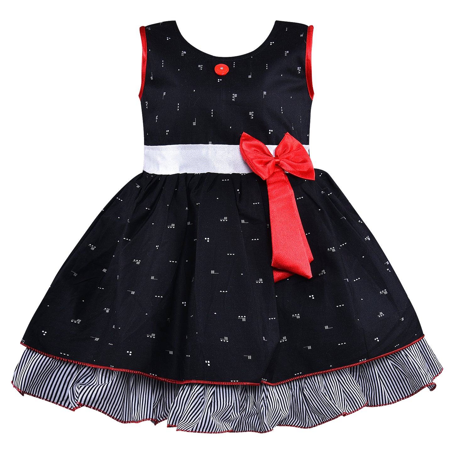 Girls A-line Graphic Printed dress with bow detail ctn618