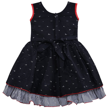 Girls A-line Graphic Printed dress with bow detail ctn618