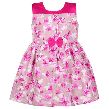 Girls Floral Printed Cotton Sleeveless Party & Casual Frock with Bow Detail ctn622