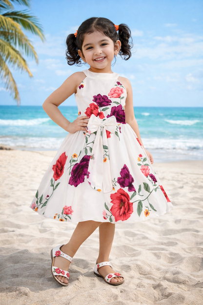 Girls Floral Printed Halter Neck dress ctn624