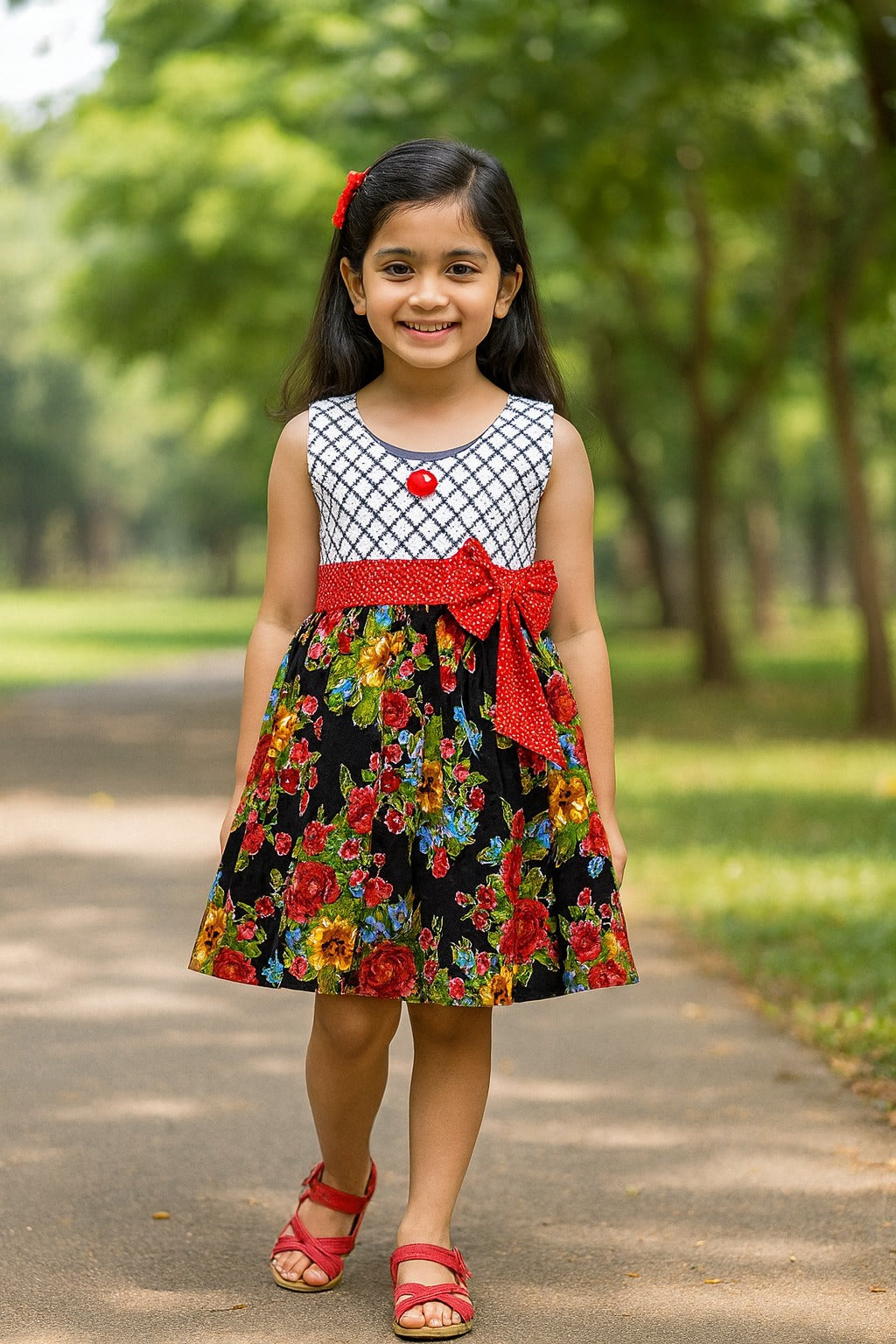 Wish Karo Kids Cotton Dress Frock (ctn80rd) - Wish Karo - photo 1