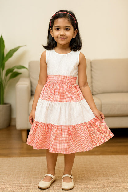 Girls Midi/Knee Length Casual Dress ctnp656wht