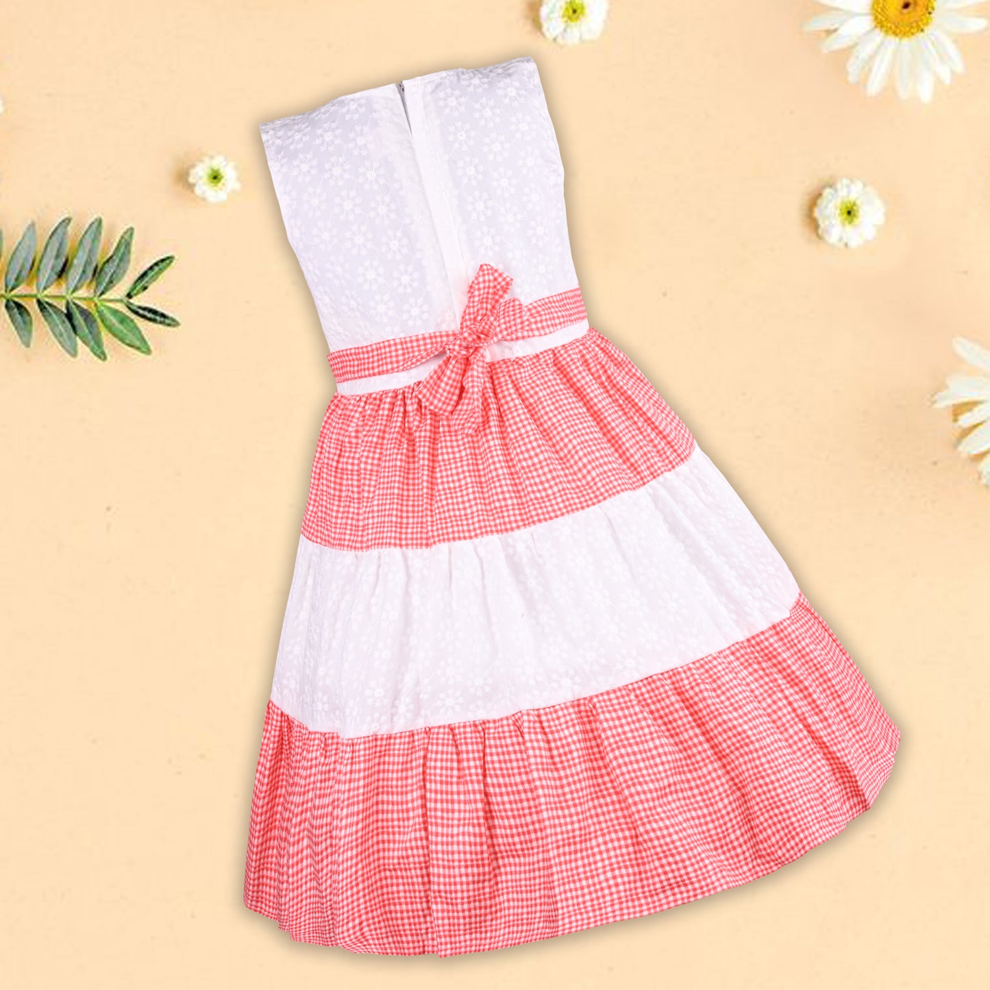 Girls Midi/Knee Length Casual Dress ctnp656wht