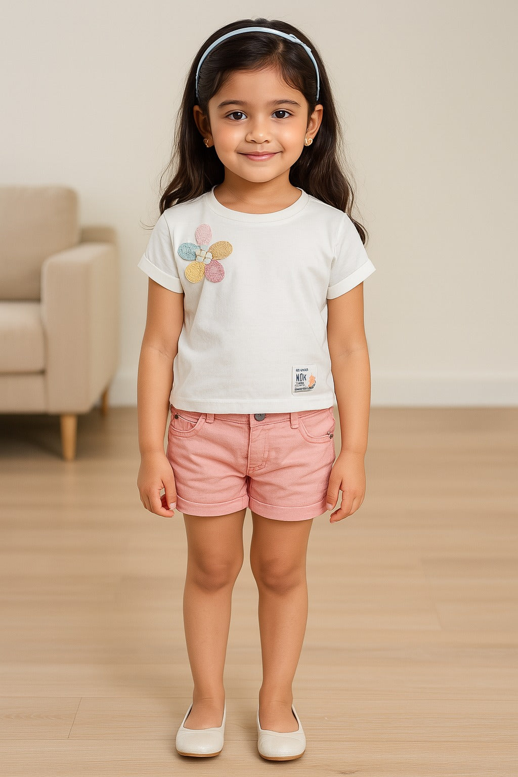 Girls Flower Designed T-Shirt - Wish Karo
