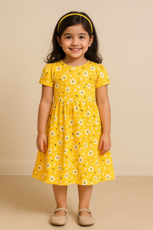 Girls Short Sleeve Fit and Flare Frock Dress - Wish Karo
