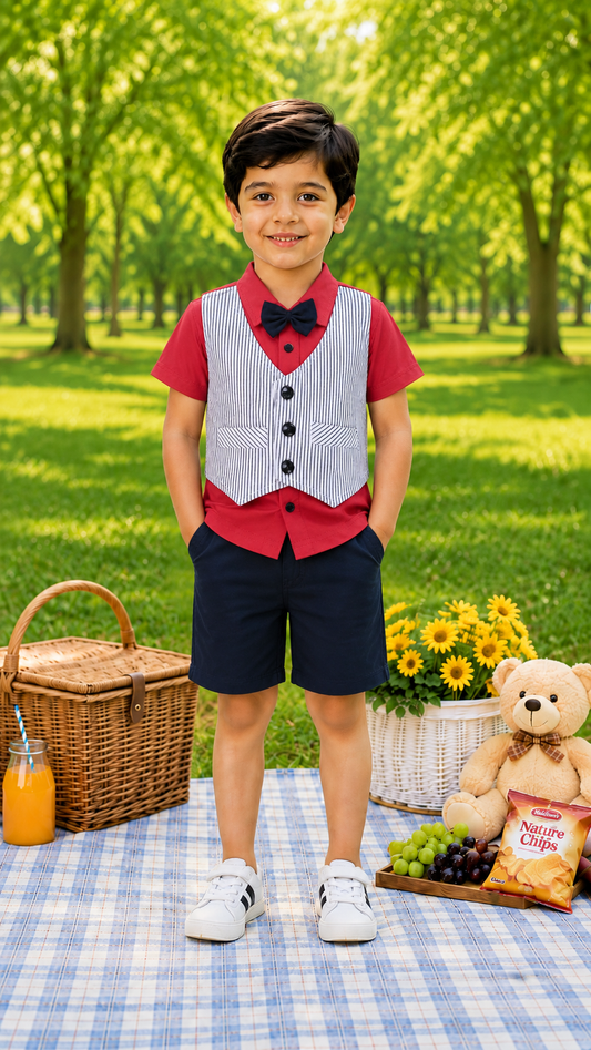 Baby Boys Cotton Striped T-shirt and Shorts Clothing Set - Wish Karo - photo 1