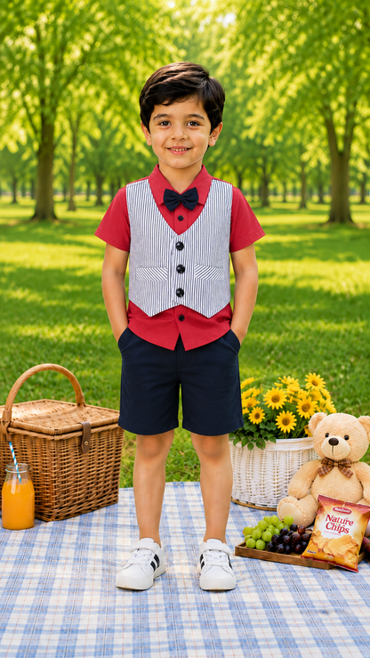 Baby Boys Cotton Striped T-shirt and Shorts Clothing Set - Wish Karo - photo 1