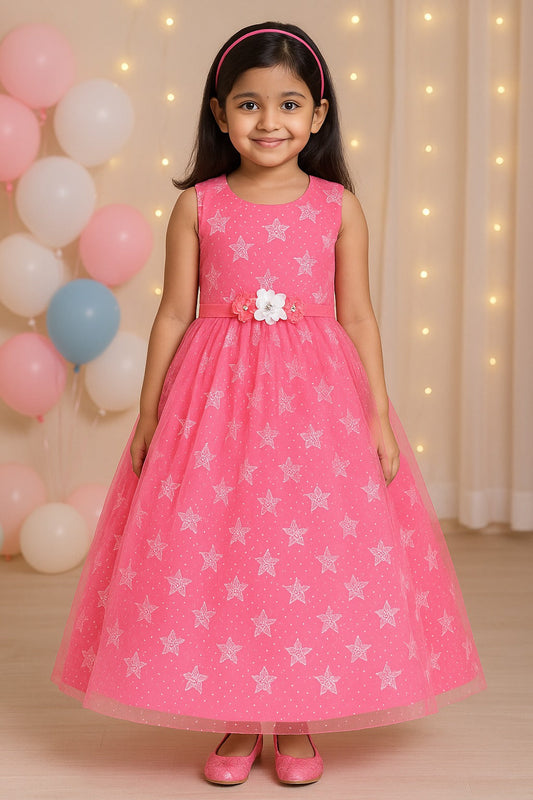 Baby Girls Long Gown Dress-Lf819pnk