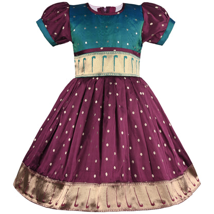Girls Zari Border Ethnic Dress etho15grn