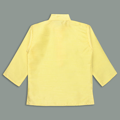 Boys Traditional Art Silk Kurta and Dhoti Set – Gold Detailing