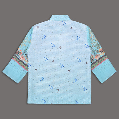 Boys Traditional Printed Art Silk Kurta and Dhoti Set