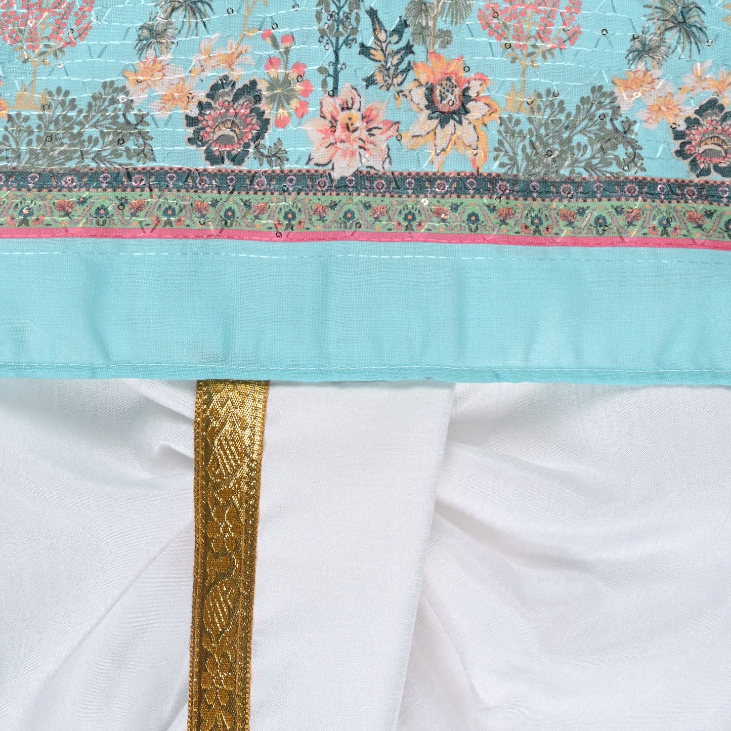 Boys Traditional Printed Art Silk Kurta and Dhoti Set