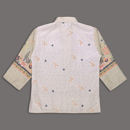 Boys Traditional Printed Art Silk Kurta and Dhoti Set
