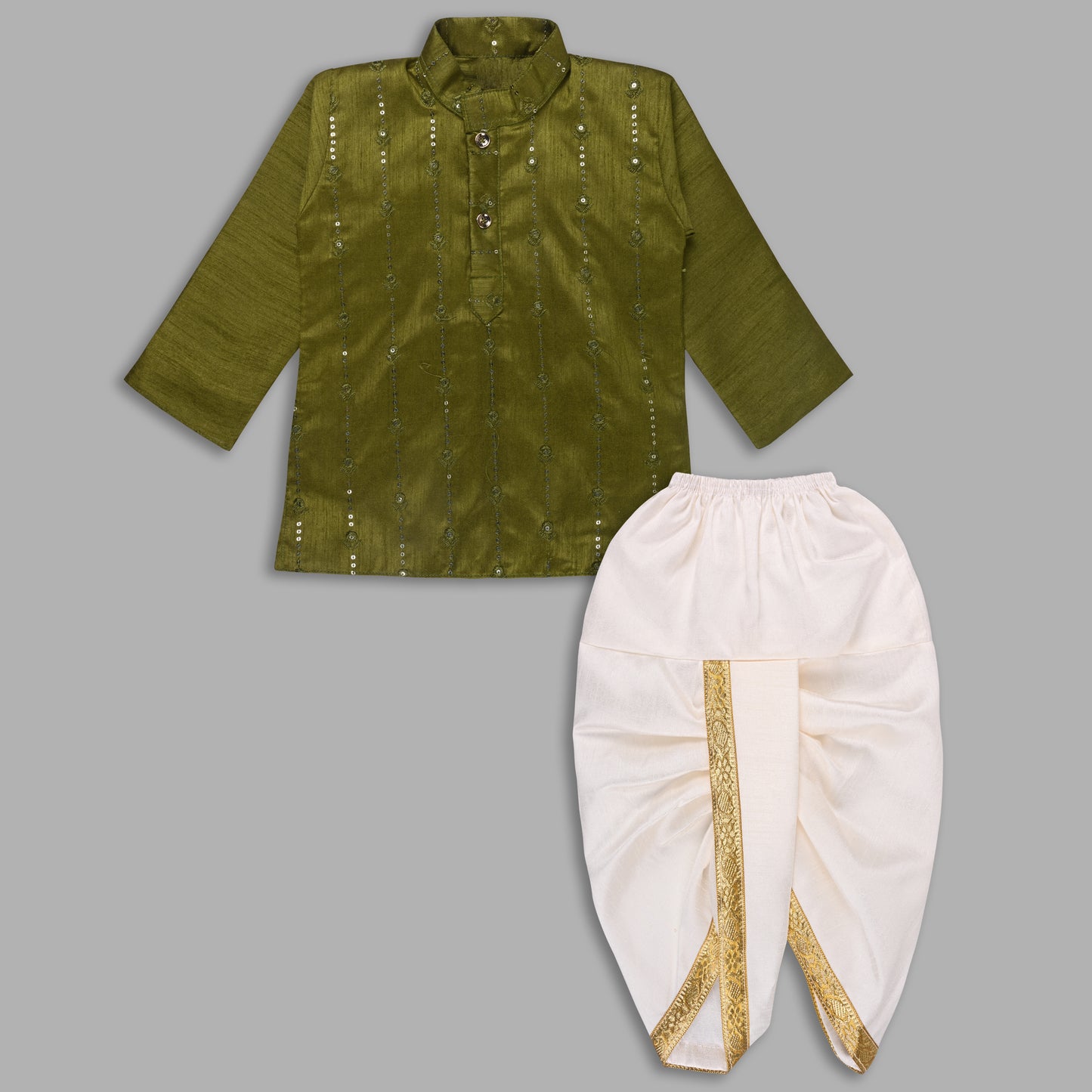 Boys Traditional Art Silk Kurta and Dhoti Set