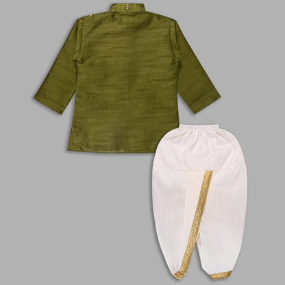 Boys Traditional Art Silk Kurta and Dhoti Set