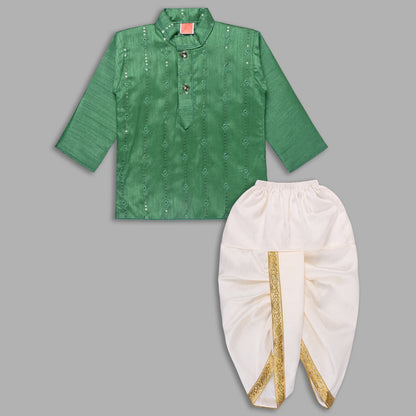 Boys Traditional Art Silk Kurta and Dhoti Set