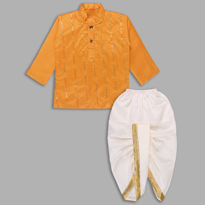 Boys Traditional Art Silk Kurta and Dhoti Set
