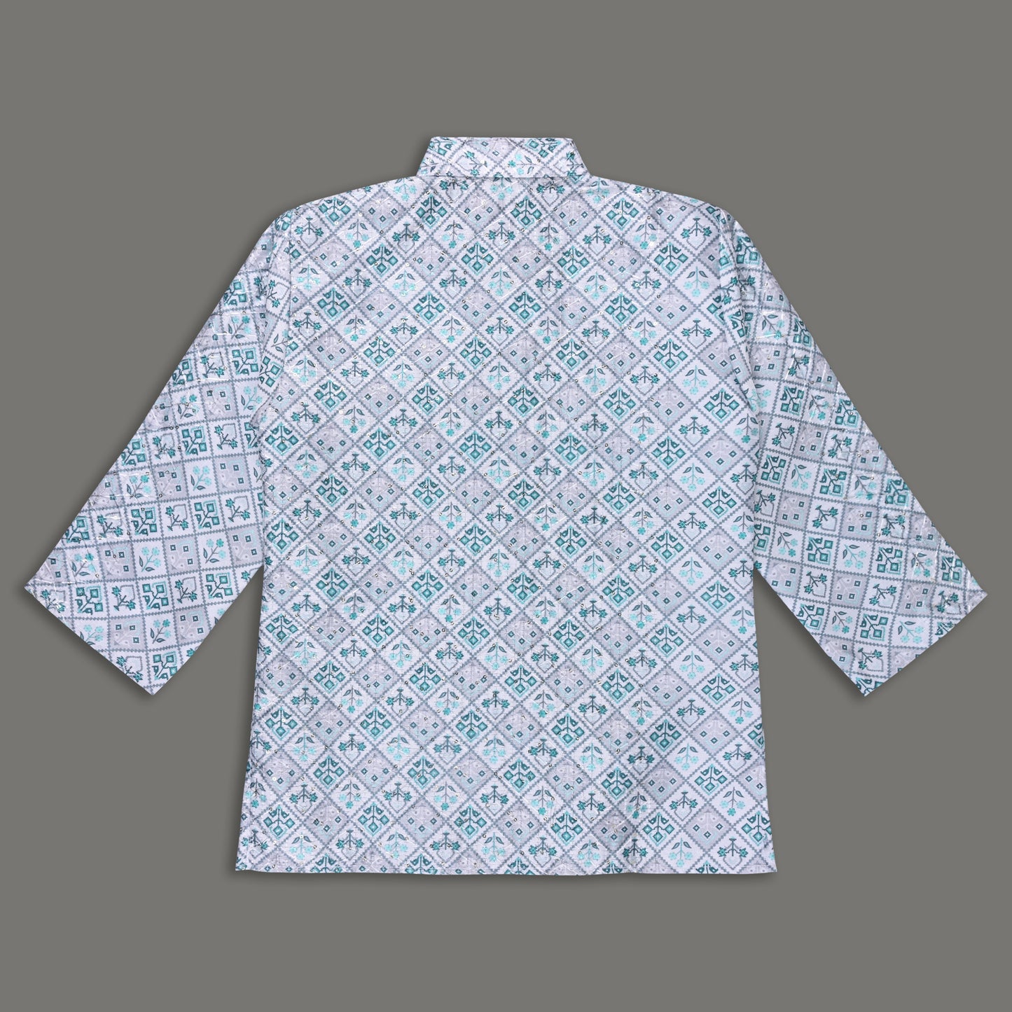 Boys Traditional Printed Art Silk Kurta and Dhoti Set