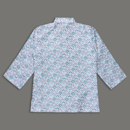 Boys Traditional Printed Art Silk Kurta and Dhoti Set