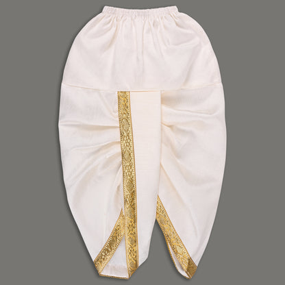 Boys Traditional Printed Art Silk Kurta and Dhoti Set