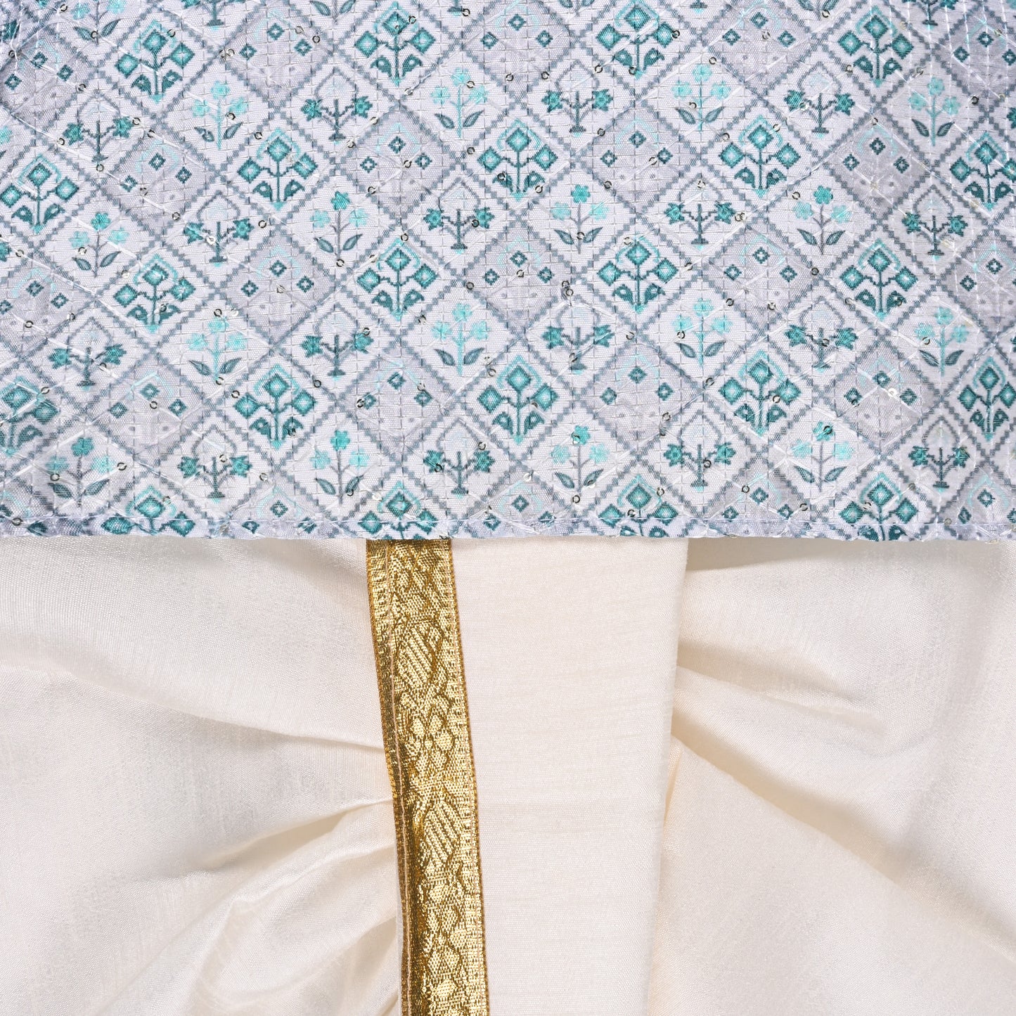 Boys Traditional Printed Art Silk Kurta and Dhoti Set