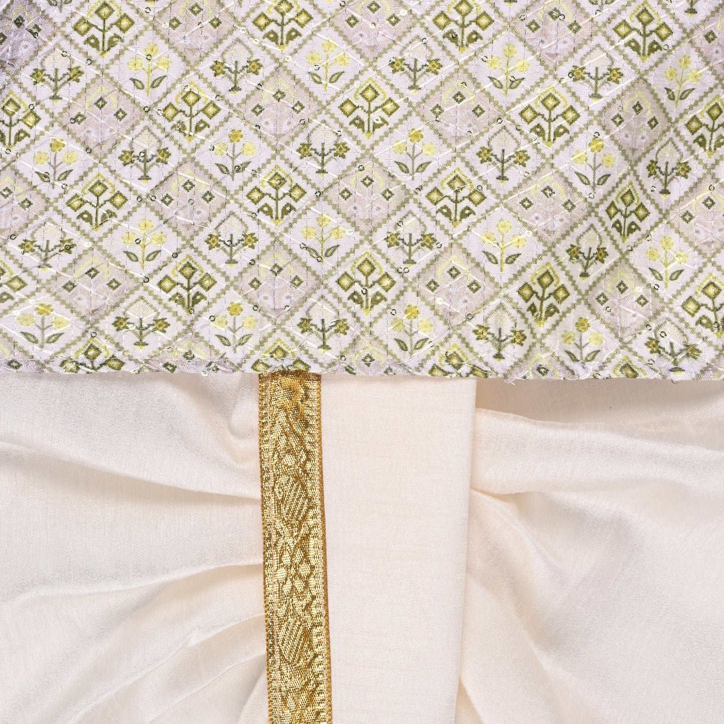 Boys Traditional Printed Art Silk Kurta and Dhoti Set